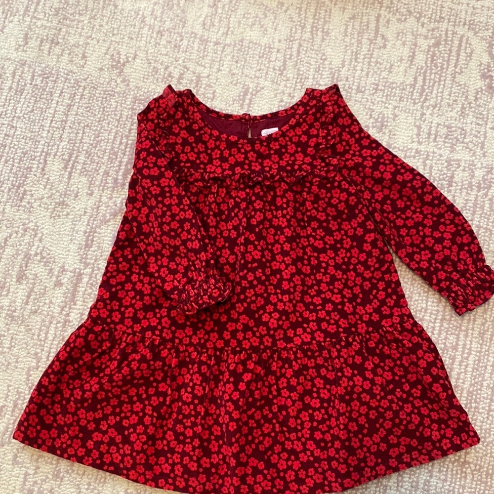 Floral maroon corduroy dress from Baby Gap